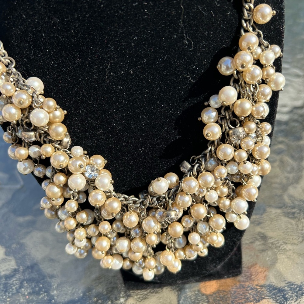 Loft Statement Collar Bib Necklace Rhinestones Mu… - image 2